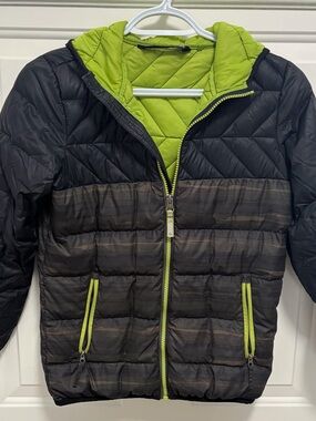 Paradox Black Puffer Jacket with Lime Green Trim